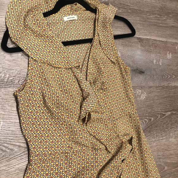 Max Studio Yellow Heart Ruffle High Low Wrap Midi Work/Office Dress - Picture 9 of 16